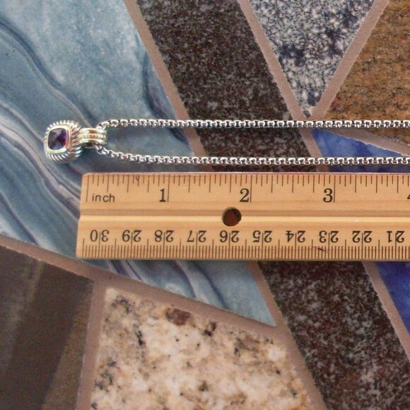 Retired David Yurman Albion Amethyst Enhancer Pendan w/Chain - 14K/925 - Picture 8 of 12